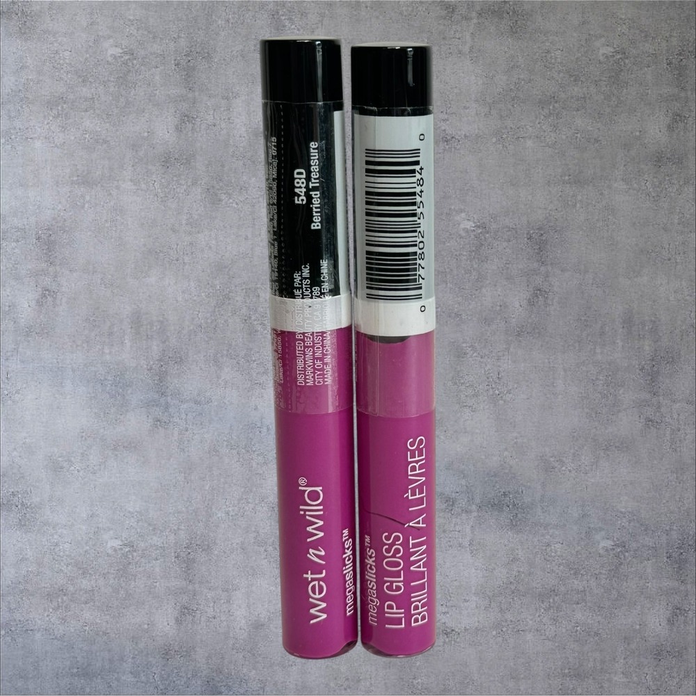 Wet n‎ Wild MegaSlicks Lip Gloss 544 Sinless Lot 2 Berried Treasure Pink NEW
